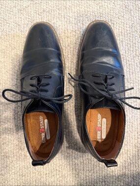 Deer Stags Men's Black Leather Lace-Up Oxfords